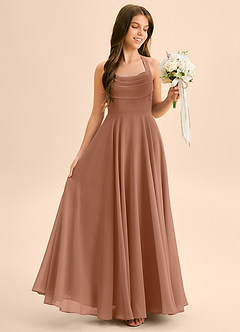 Azazie Kady Junior Robe Trapèze en Mousseline de soie Encolure en Forme de Cœur Bronze image5