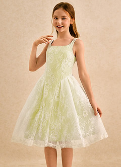Azazie Cubbie Girls Formal Abiti da Ragazza di Fiori Abito A-Line in Pizzo Sorbetto Al Limone image3