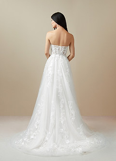 Azazie Aurorie Wedding Dresses Diamond White A-Line Sequins Tulle Dress image3