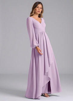 Azazie Liah Jurken voor bruidsmeisjes Jurk van Chiffon met A-Lijn Lange mouw Frosted Lila image5