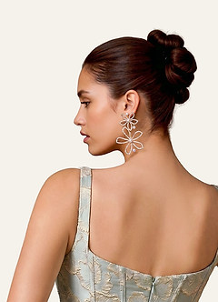 front Orecchini vistosi con perle di cristallo a forma di fiore