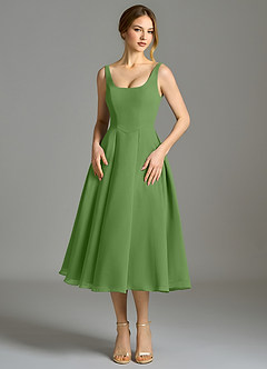 Azazie Amalie Bridesmaid Dresses Basil A-Line Pleated Chiffon Dress image4