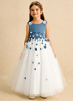 Azazie Eleni Flower Girl Dresses Ivory Bermuda Ball-Gown Bow Tulle Dress image1