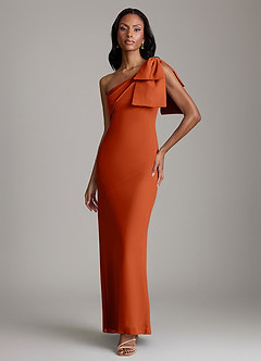 Azazie Yuanna Bridesmaid Dresses Burnt Orange Mermaid One Shoulder Chiffon Dress image1