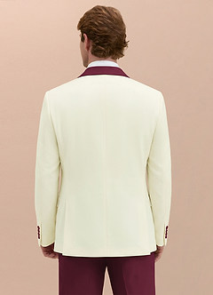 front Adrian Burgundy Shawl Lapel Structured Stretch Tuxedo Jacket