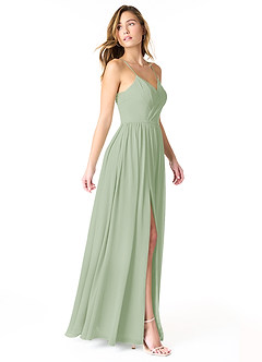 Azazie Cora Bridesmaid Dresses Dusty Sage A-Line Pleated Chiffon Dress image4