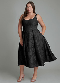 Azazie Amalie Bridesmaid Dresses Black A-Line Pleated Floral Burnout Dress image7