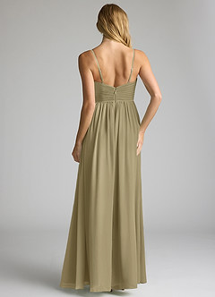 Azazie Alia Bridesmaid Dresses Moss Green A-Line Pleated Chiffon Dress image5