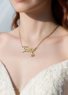 front Custom Name Necklace with Heart