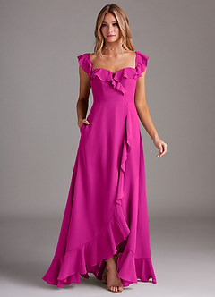 Azazie Lyra Jurken voor bruidsmeisjes Converteerbaar Jurk van Chiffon met A-Lijn Fuchsia image3