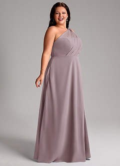 Azazie Phaedra Abiti da Damigella Abito A-Line in Chiffon Monospalla Dusk image11