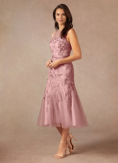 Azazie Herrin Mère de la mariée Robes Robe Sirène en Dentelle Rose Poussiéreuse image4
