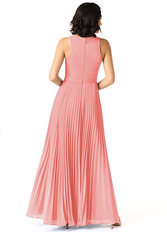 Azazie Lindie Final Sale Coral A-Line Scoop Pleated Chiffon Dress image2