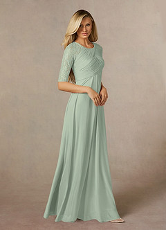 Azazie Raelyn Mother of the Bride Dresses Dusty Sage A-Line Lace Mesh Dress image6