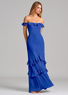 Azazie Marilynn Jurken voor bruidsmeisjes Jurk van Chiffon met Zeemeermin Off the Shoulder Koningsblauw image4