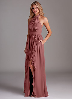 Azazie Avary Bridesmaid Dresses Amethyst A-Line Pleated Chiffon Dress image2