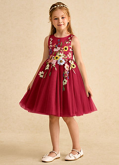 Azazie Prima Flower Girl Dresses Scarlet A-Line Bow Tulle Dress image5