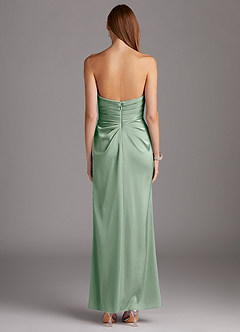 Azazie Lexie At-home Try On Dresses Agave Sheath Strapless Stretch Satin Convertible Dress image4