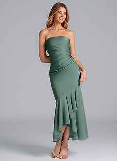 Azazie Danie Jurken voor bruidsmeisjes Jurk van Chiffon met Kolom Strapless Eucalyptus image1