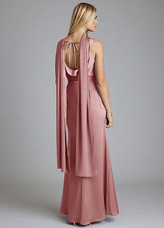 Azazie Tallie Bridesmaid Dresses Dusty Rose Mermaid Pleated Stretch Satin Dress image4