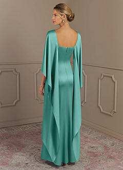Azazie Eli vestidos de madre de la novia Vestido de Aqua de Satén Elástico de Recto con Cuello de barco image2