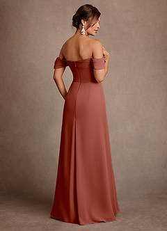 Azazie Amherst Abiti per la Madre della Sposa Abito A-Line in Chiffon a Spalla Scoperta Auburn image3