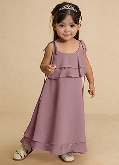 Azazie Temi Flower Girl Dresses Dusty Rose A-Line Spaghetti Strap Chiffon Dress image6