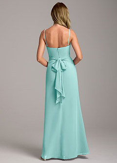 Azazie Tahlia Bridesmaid Dresses Aqua A-Line with Belt Chiffon Dress image6