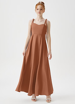 Azazie Rosey Junior Bronzer A-Line Sweetheart Neckline Stretch Satin Dress image4