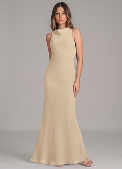 Azazie Allettie Bridesmaid Dresses Champagne Mermaid Chiffon Dress image4