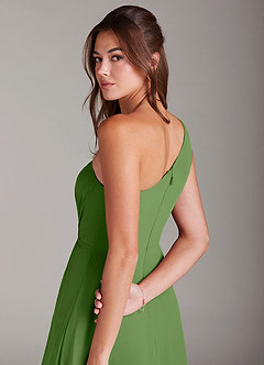 Azazie Brooke Brautjungfernkleider A-Linie One-Shoulder Chiffon Kleid Basilikum image2