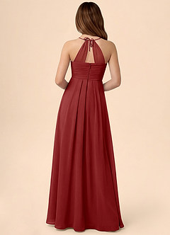 Azazie Ginny Junior Rust A-Line Pleated Chiffon Dress image4