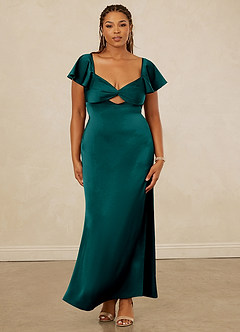 Christian Siriano Bridal for Azazie 1005 Robes de demoiselle d'honneur Robe Fourreau en Satin extensible Encolure en Forme de Cœur Paon image12