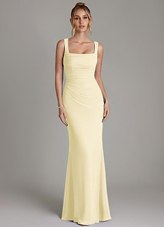Azazie Agustina Bridesmaid Dresses Lemon Sorbet Mermaid Corset Chiffon Dress image5