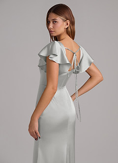 Azazie Elkie 신부 들러리 드레스 인어 스퀘어 네크라인 스트레치 새틴 바닥 길이 드레스 image7