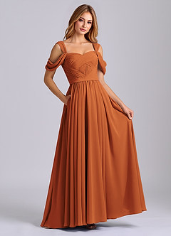 Azazie Koa Final Sale Cinnamon A-Line Off the Shoulder Chiffon Dress image4