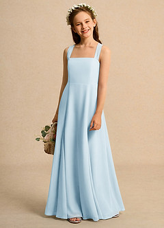 Azazie Tater Girls Formal 플라워 걸 드레스 A라인 주름진 쉬폰 플로어 길이 드레스 image1