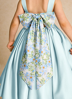 Azazie Doodlebug vestidos de niña de las flores Vestido de Vidrio Marino de Satin Mate de Corte En A con Lazo image5