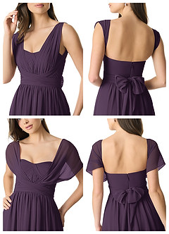 Azazie Olani Bridesmaid Dresses Plum A-Line Off the Shoulder Chiffon Convertible Dress image9