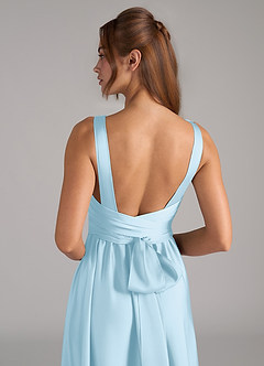 Azazie Kora Vestidos de damas de honor Vestido de Azul Cielo de Satén Elástico de Corte en A con Plisado image2