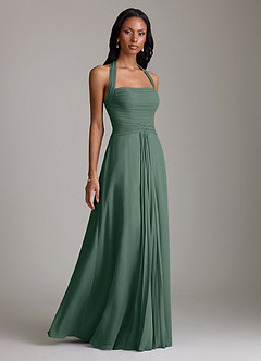 Azazie Clarisa Bridesmaid Dresses Sea Moss A-Line Pleated Chiffon Dress image1