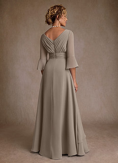 Azazie Eire Mother of the Bride Dresses Taupe A-Line Pleated Chiffon Dress image2