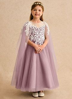 Azazie Dandelion Flower Girl Dresses Dusty Rose Ball-Gown Lace Dress image7