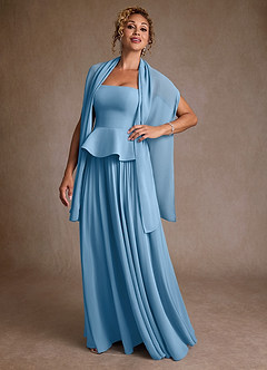 Azazie Josabeth Mother of the Bride Dresses Steel Blue A-Line Pleated Chiffon Dress image2