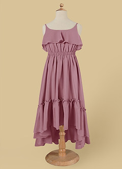 Azazie Karmen Jurken voor bloemenmeisjes A-Lijn Jurk van Chiffon Ruches Vintage Mauve image6