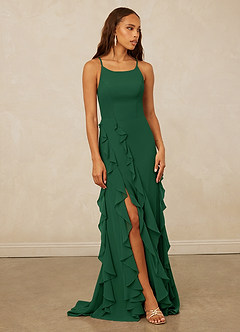 Christian Siriano Bridal for Azazie 1006 Robes de demoiselle d'honneur Robe Sirène en Mousseline de soie Rayé Vert Foncé image1
