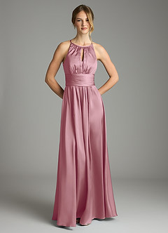 Azazie Bonnie Bridesmaid Dresses Vintage Mauve A-Line Pleated Stretch Satin Dress image3