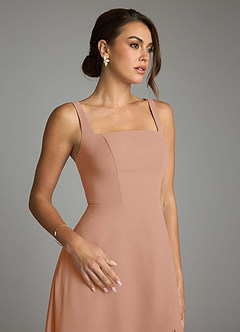 Azazie Debra Bridesmaid Dresses Champagne Rose A-Line with Pockets Chiffon Convertible Dress image3