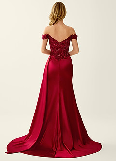 Nerine Rot Meerjungfrauen-Abendkleid mit Spitzenkorsett und Schnürung am Rücken image7