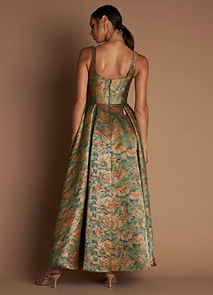Vestido Verde Azulado Vintage Largo Ainslee image3